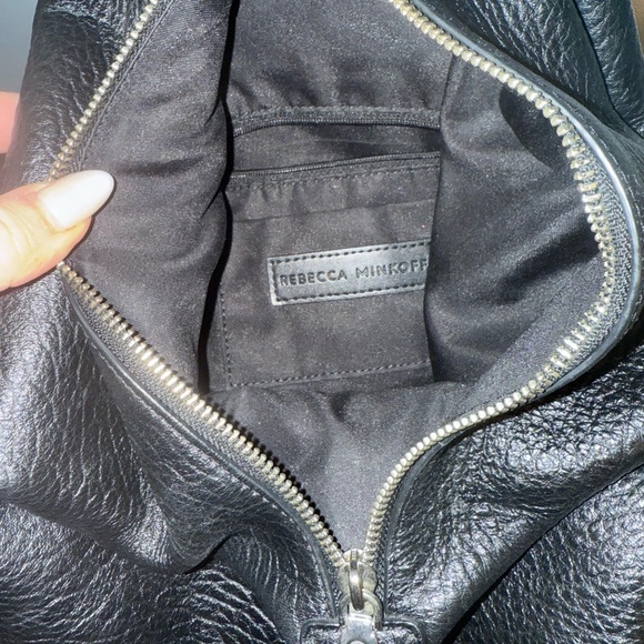 Rebecca Minkoff Julian Black pebbled Leather Backpack with Silver Accents - Picture 6 of 12